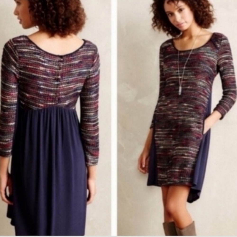 Anthro Maeve‎ Rainbow Boucle Chunky Knit Dress XS